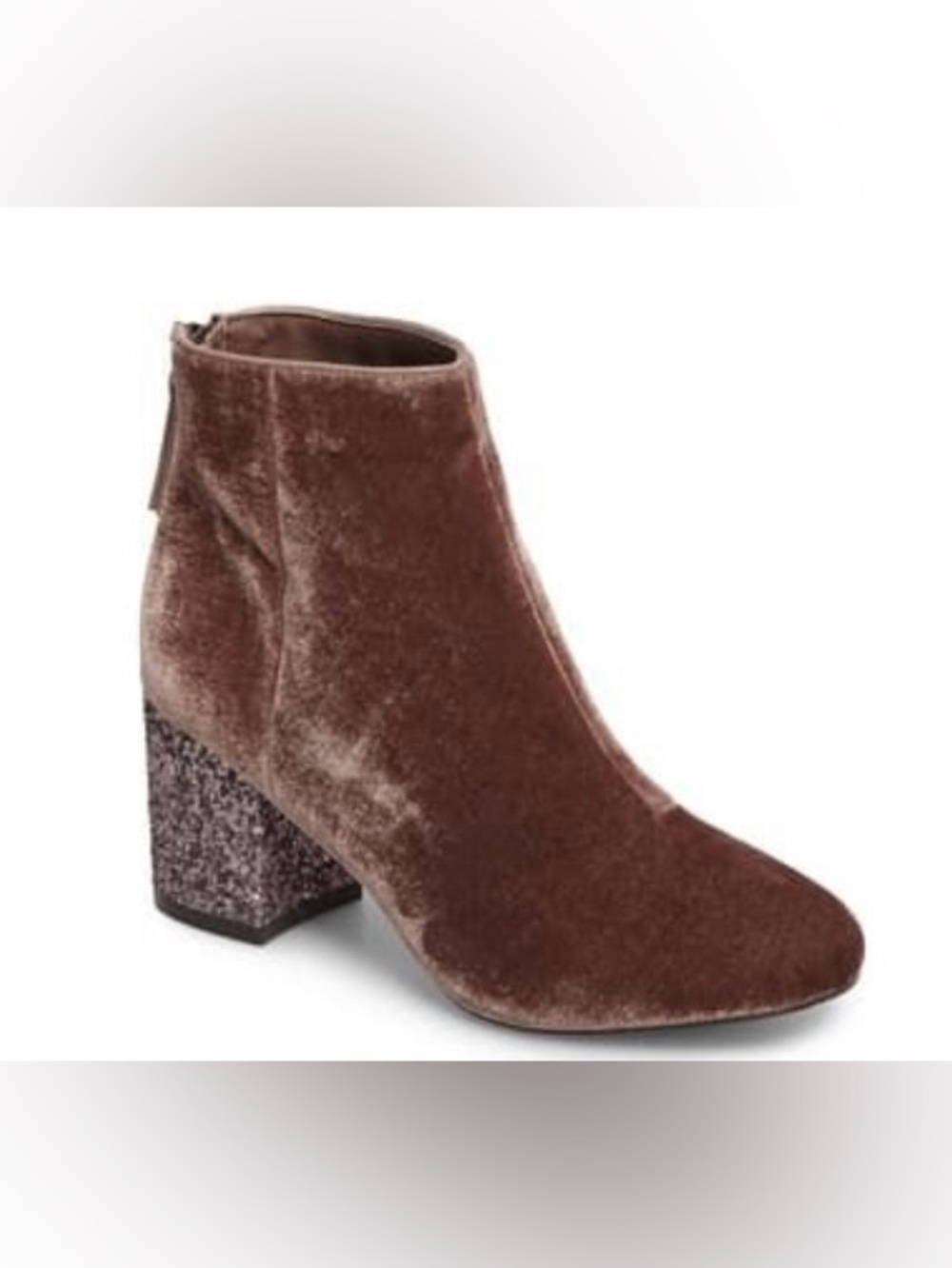 Sbicca Prismatic Velvet Rose Mauve Glitter Heel Ankle Boot/Bootie Size 10
